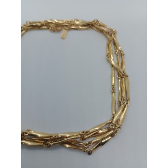 Vintage Monet Twisted Bar Link Gold Tone 54" Chain Necklace - Picture 4 of 6